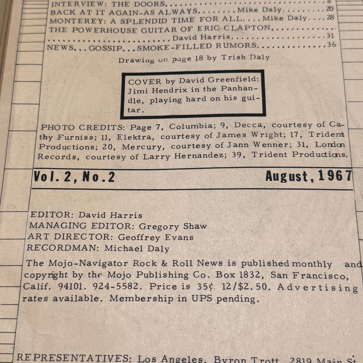 Mojo Magazine Vol. 2 No.2 1967 Hendrix