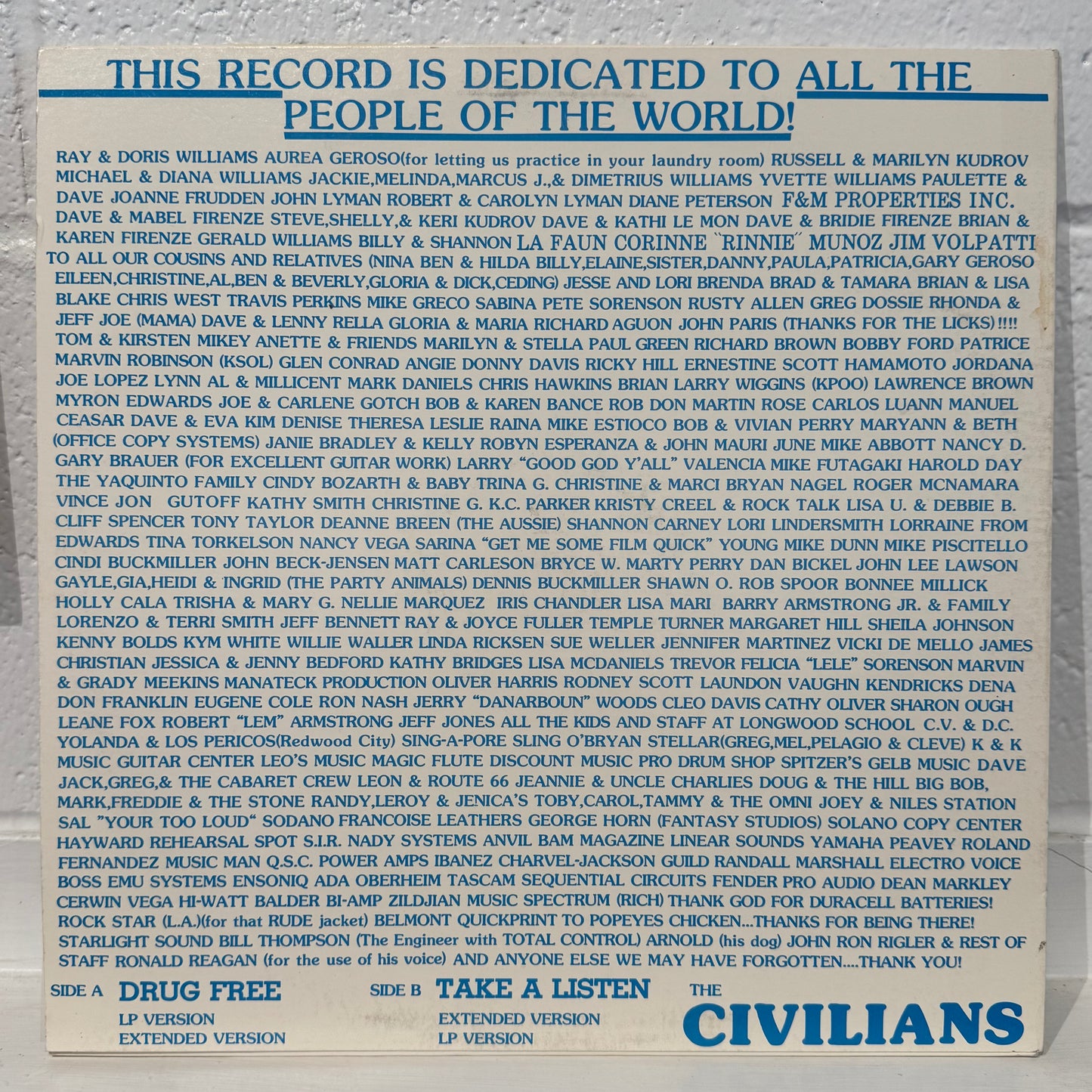 The Civilians – Drug Free / Take A Listen(clear blue vinyl)