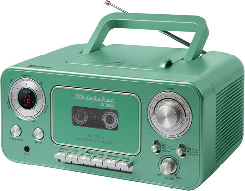 Studebaker Bluetooth Portable CD Player Radio Cassette (Teal/Silver)