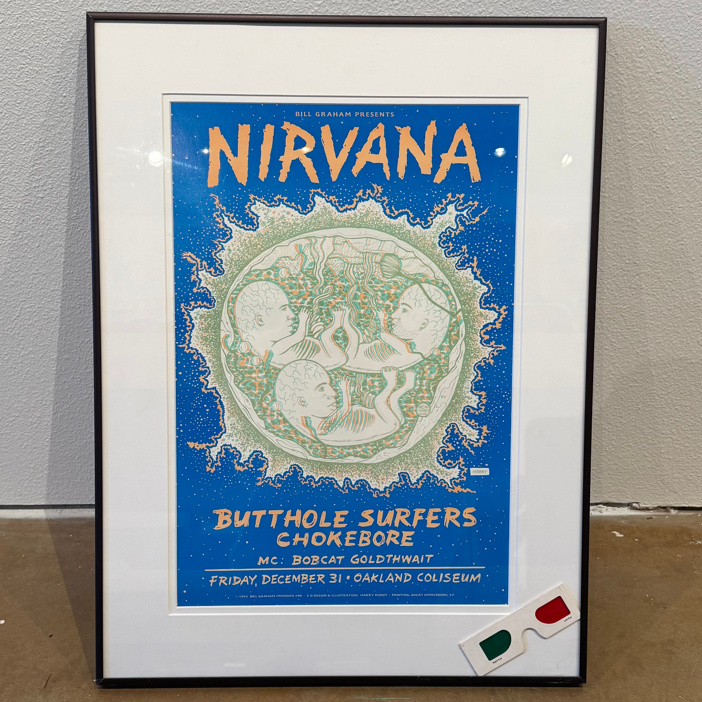 Nirvana 1993 New Years 3D concert poster original!