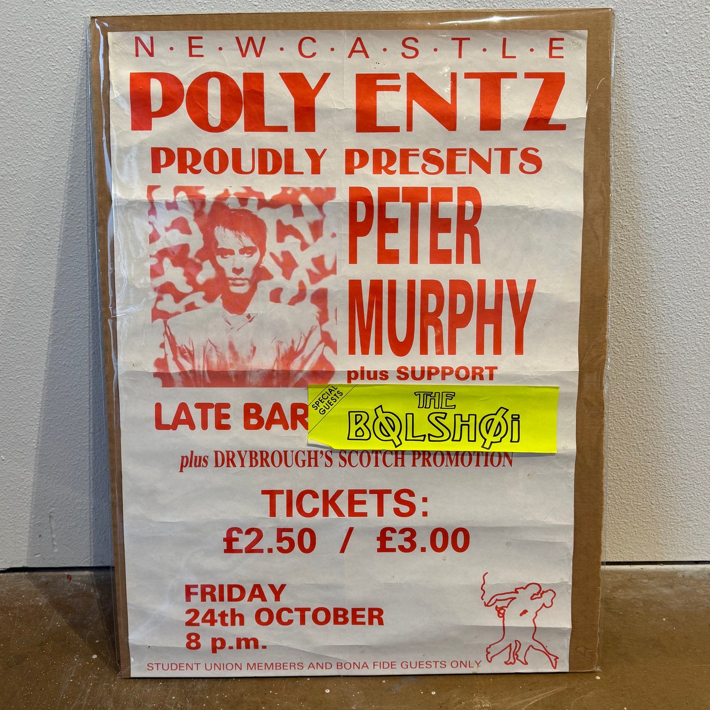 Peter Murphy 1986 Newcastle Polytechnic concert poster