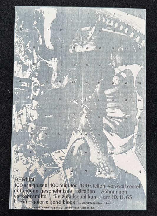 Wolf Vostell at Galerie René Block 1965 invitation flyer