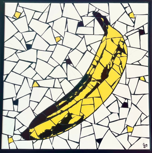 Cécilia Meneau - Yellow Banana Ceramic tiles on glass (SOLD)