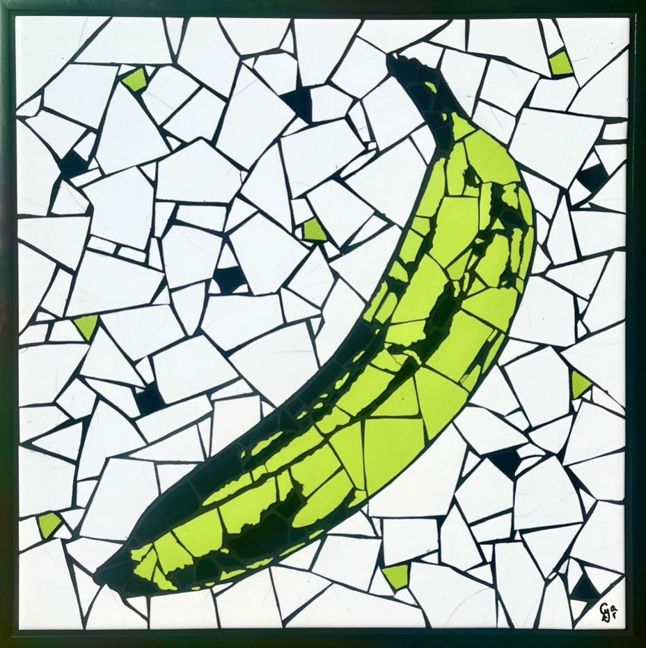 Cécilia Meneau - Green Banana/Ceramic tiles on glass (SOLD)
