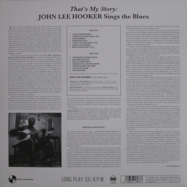 John Lee Hooker – That's My Story John Lee Hooker Sings The Blues
