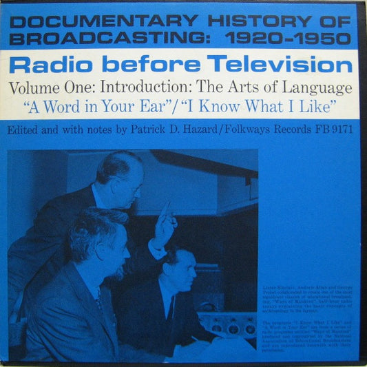 Lister Sinclair -  Radio Before Television Volume One: Introduction