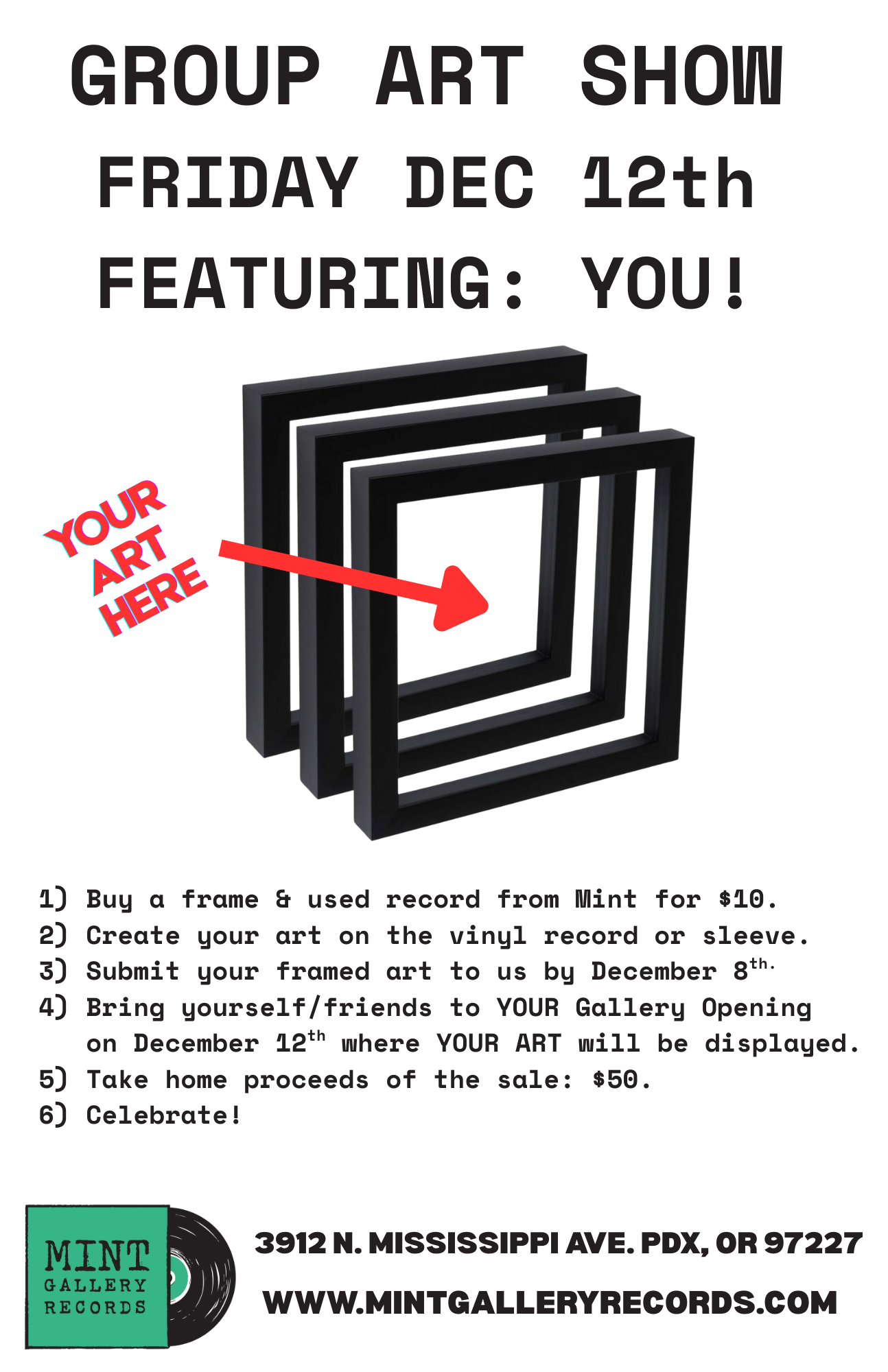 MINT COMMUNITY ART SHOW FRAME & LP