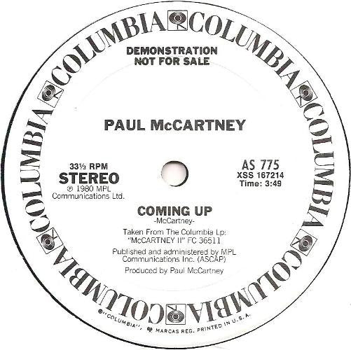 Paul McCartney – Coming Up (promotional copy)